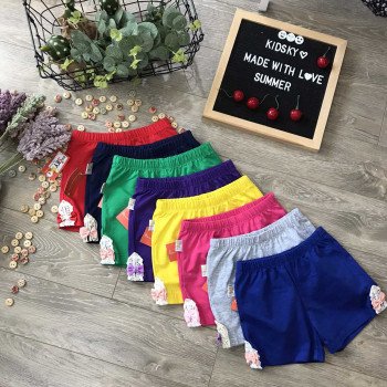 Quần đùi cotton ren gấu xuân hè bé gái size 3-8  -Q4926